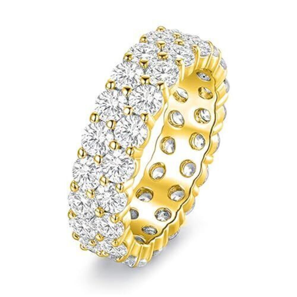 6273 18K Yellow Gold Plated Round-Cut Cubic Zirconia All-Around Band Ring
